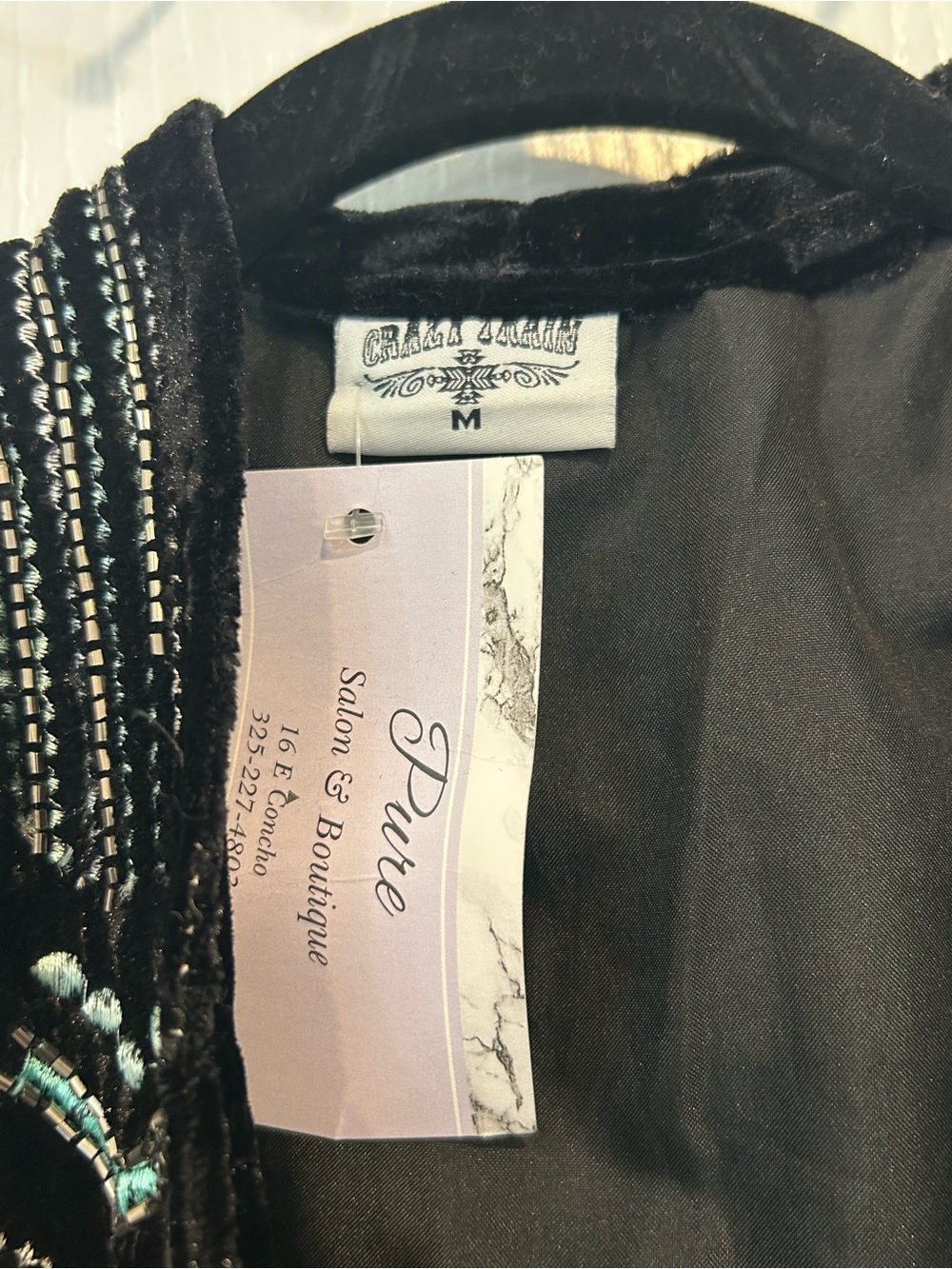 CRAZY TRAIN Black Velvet Embellished Duster Jacket – Size Medium – NWT - Picture 7 of 9